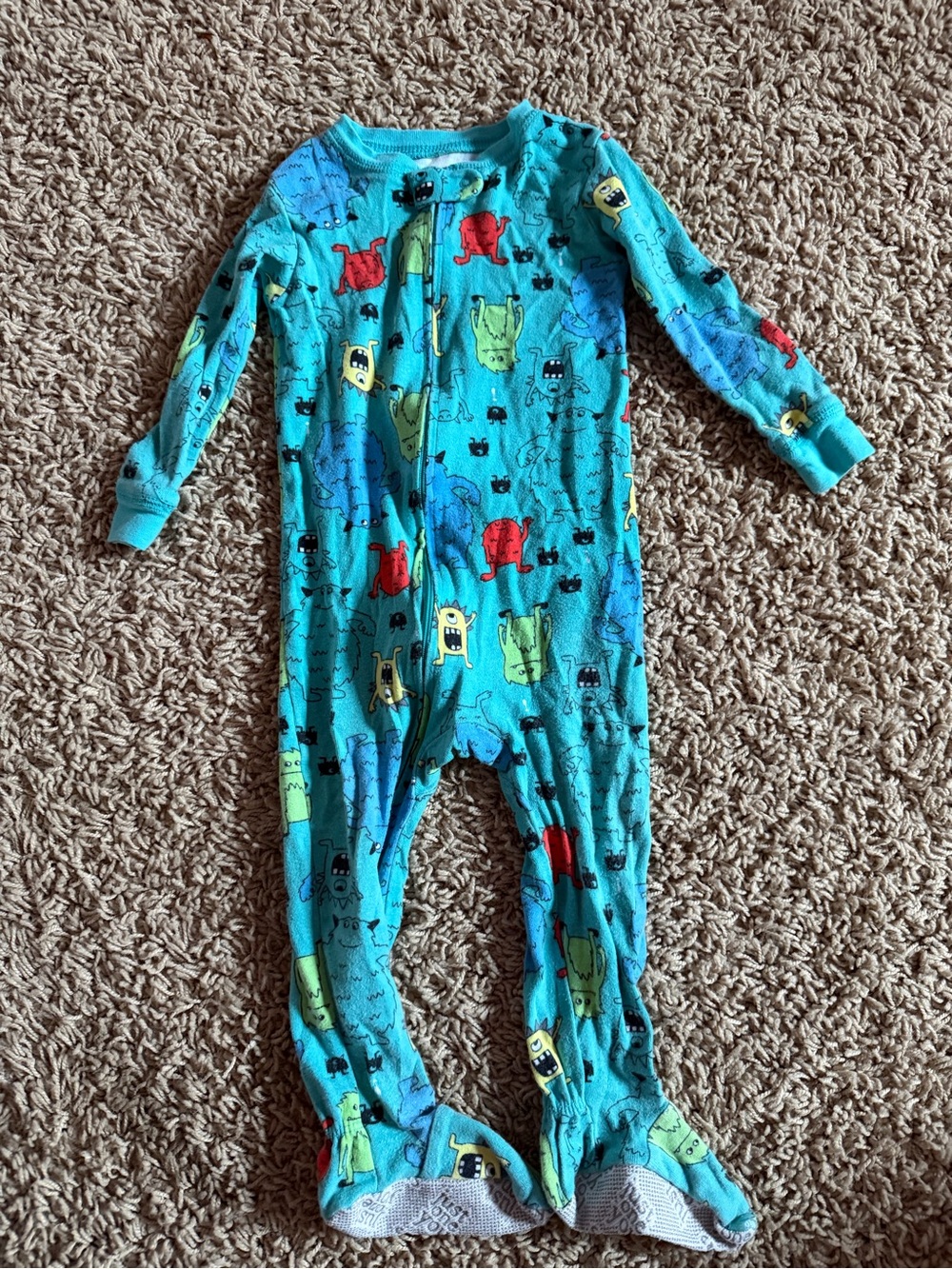 Carter’s Monster Footed Pajamas Size 18M